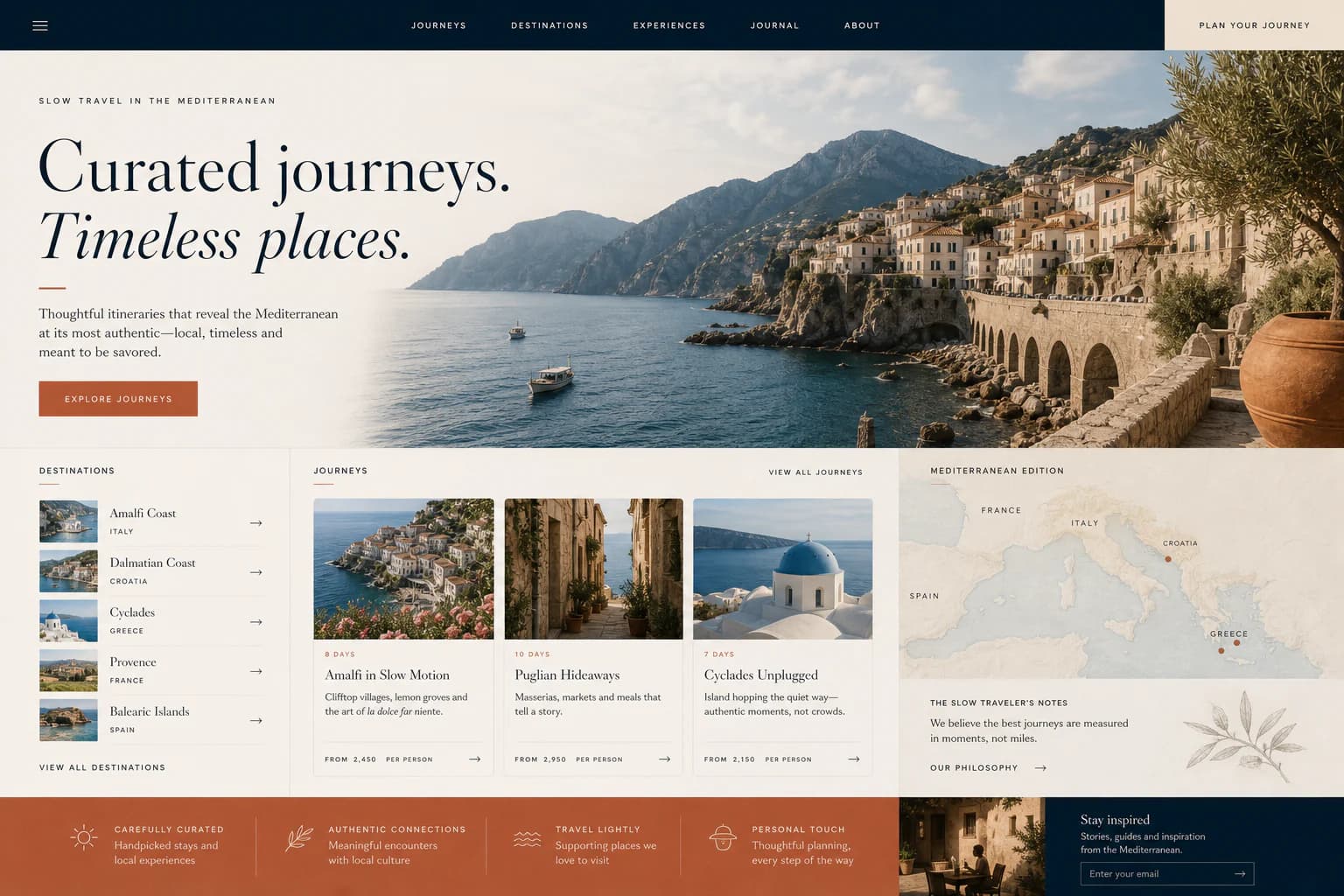 Concept di sito per viaggi nel Mediterraneo